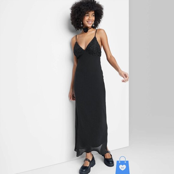 XS - Womens Sleeveless Rosette Cup Maxi Dress - Wild Fable - Black - Picture 2 of 5